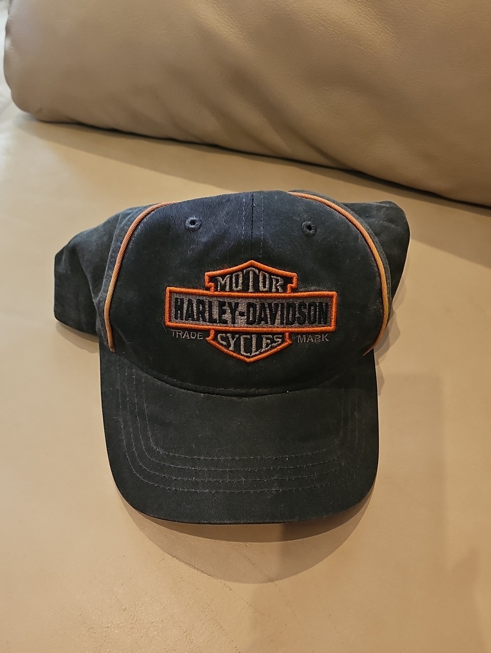 Harley-Davidson Black Cap with Orange Logo Piping